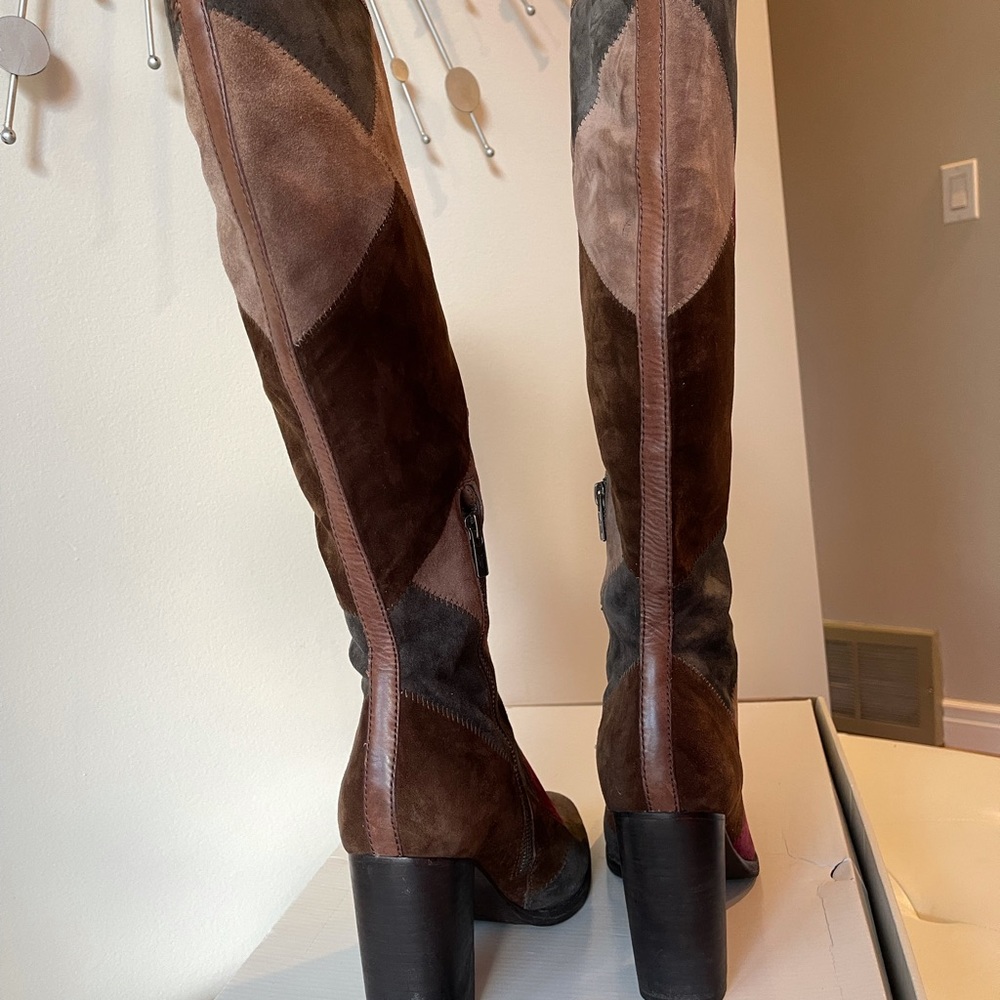 Frye patchwork suede tall boots. Size 9-1/2 - Picture 3 of 8